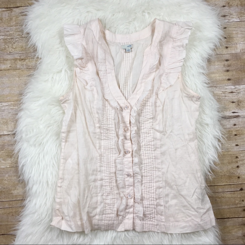 Odille for Anthro Ruffle Cap Sleeve Blouse